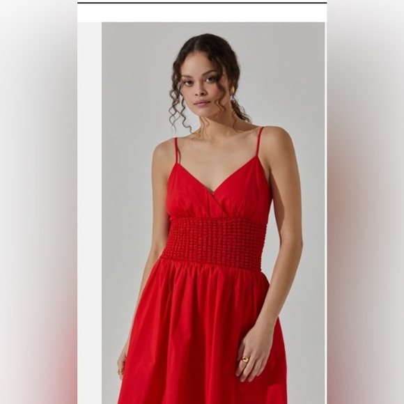 Astr Red Spaghetti Strap Sundress for Weddings - Picture 3 of 11